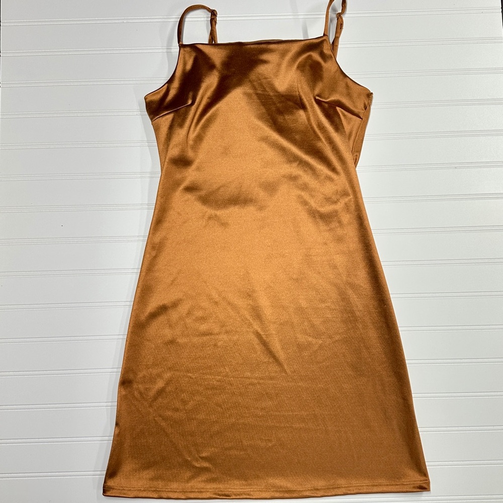 Altar’d State Satin Slip Dress in Burnt Orange